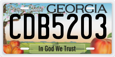 GA license plate CDB5203