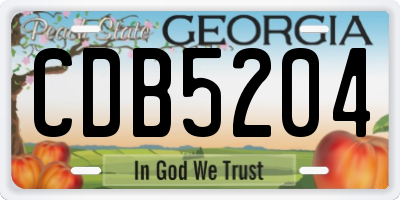 GA license plate CDB5204