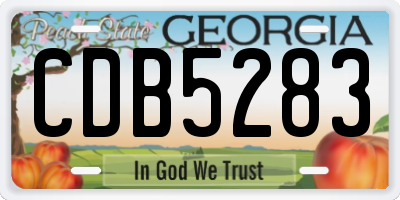 GA license plate CDB5283
