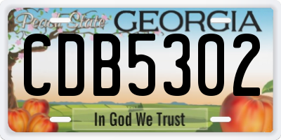GA license plate CDB5302