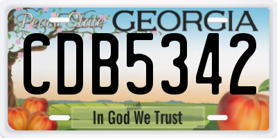 GA license plate CDB5342