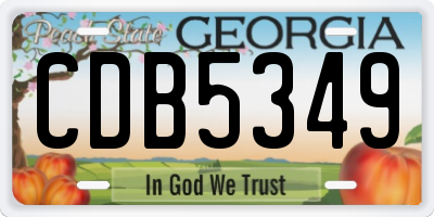 GA license plate CDB5349