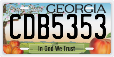 GA license plate CDB5353