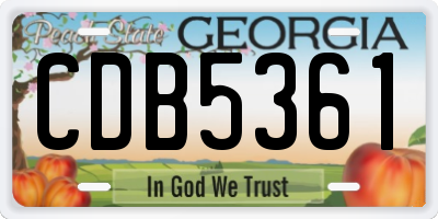 GA license plate CDB5361