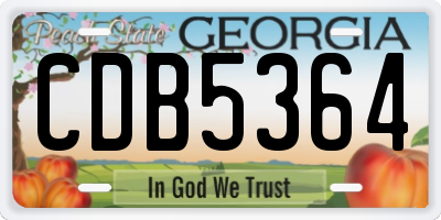 GA license plate CDB5364