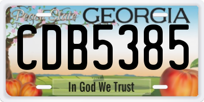 GA license plate CDB5385
