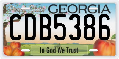 GA license plate CDB5386