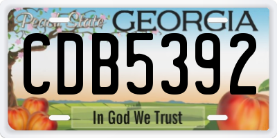 GA license plate CDB5392
