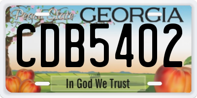 GA license plate CDB5402