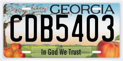 GA license plate CDB5403