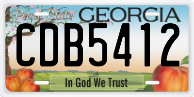 GA license plate CDB5412