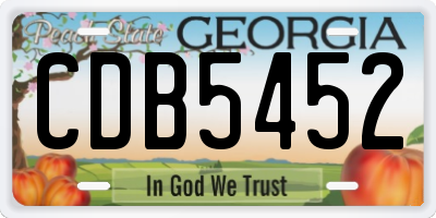 GA license plate CDB5452