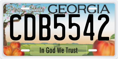 GA license plate CDB5542