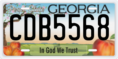 GA license plate CDB5568