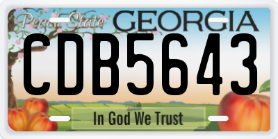 GA license plate CDB5643
