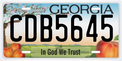 GA license plate CDB5645