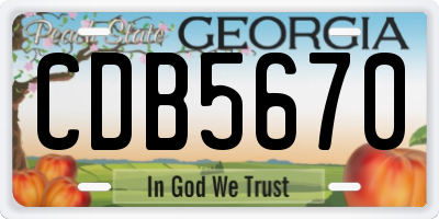 GA license plate CDB5670