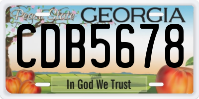 GA license plate CDB5678