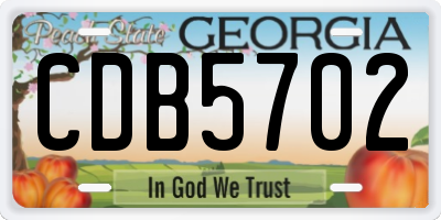 GA license plate CDB5702
