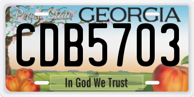 GA license plate CDB5703