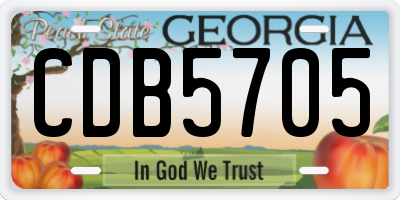 GA license plate CDB5705