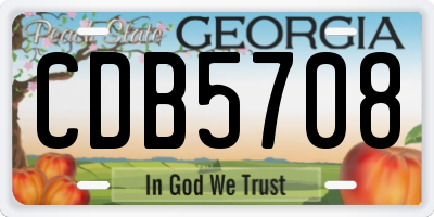 GA license plate CDB5708