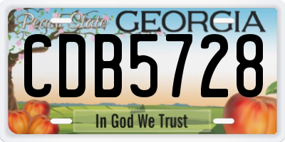 GA license plate CDB5728