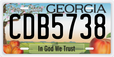 GA license plate CDB5738