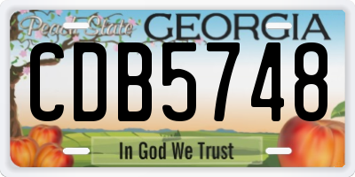 GA license plate CDB5748