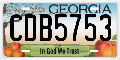 GA license plate CDB5753