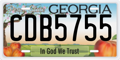 GA license plate CDB5755