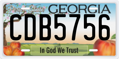 GA license plate CDB5756