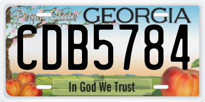 GA license plate CDB5784