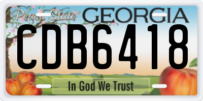 GA license plate CDB6418