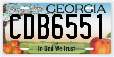 GA license plate CDB6551