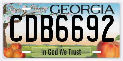 GA license plate CDB6692