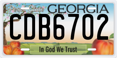 GA license plate CDB6702