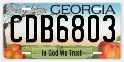 GA license plate CDB6803