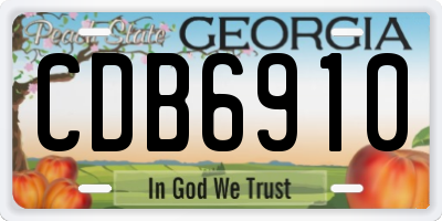 GA license plate CDB6910