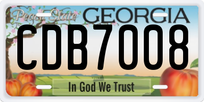 GA license plate CDB7008