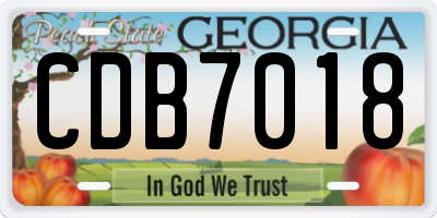 GA license plate CDB7018