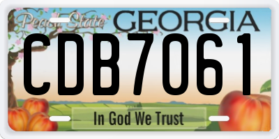 GA license plate CDB7061