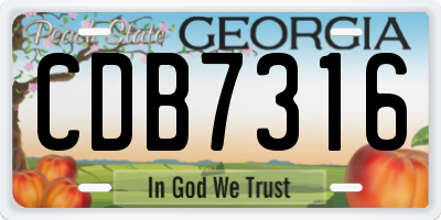 GA license plate CDB7316