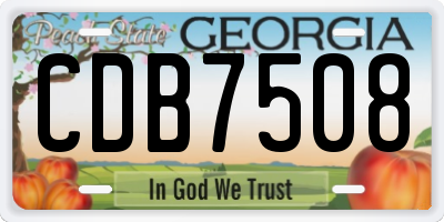 GA license plate CDB7508