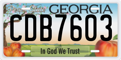 GA license plate CDB7603