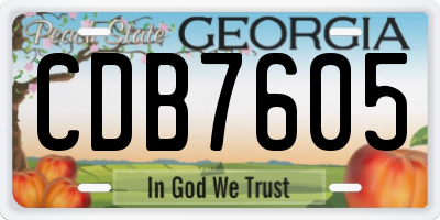 GA license plate CDB7605