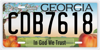 GA license plate CDB7618
