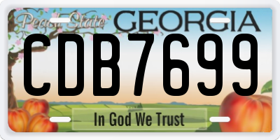 GA license plate CDB7699