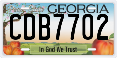 GA license plate CDB7702