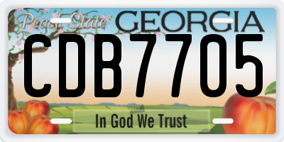 GA license plate CDB7705